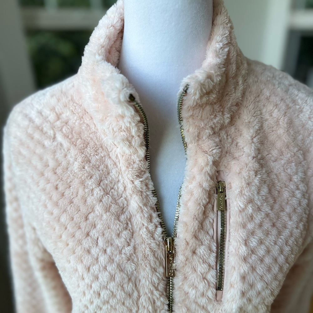 Calvin Klein Blush Pink Faux Fur Zip Up Jacket Size XS - Picture 4 of 9